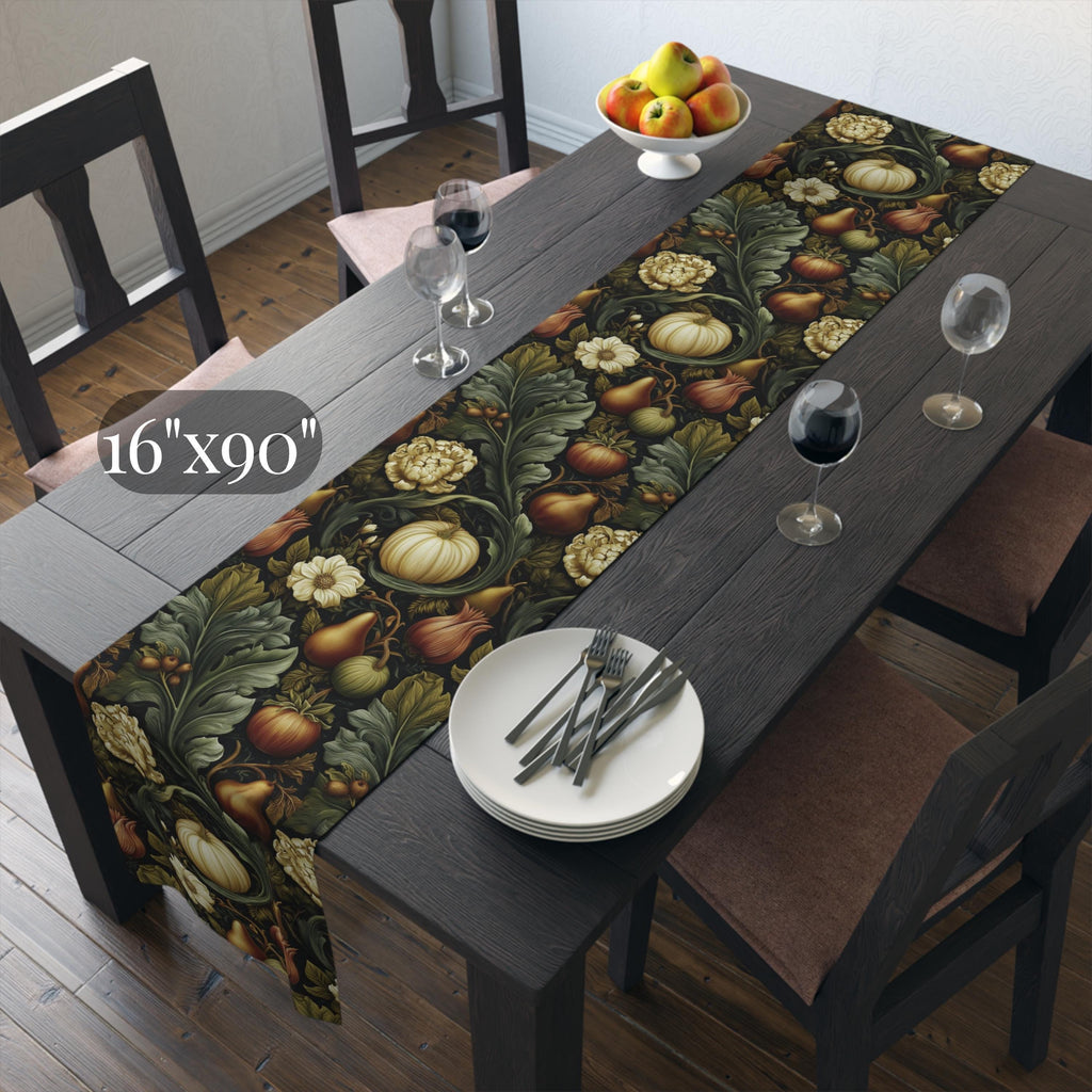 William Morris Inspired Fall Table Runner: Vintage Style in Olive, Cream, and Russet