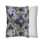 Baroque Floral Throw Pillow Cover: Cobalt Blue & Gold Accent