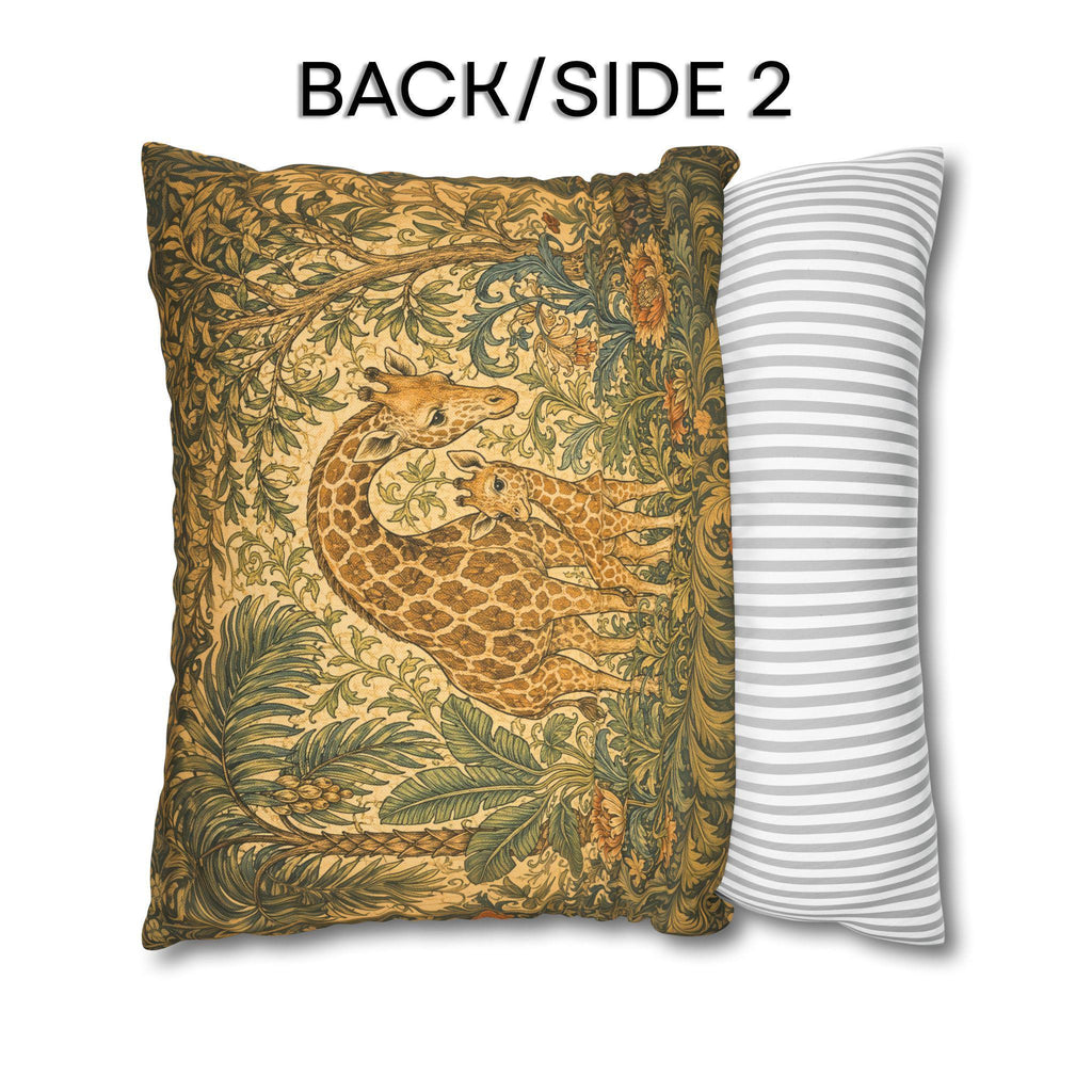 William Morris Style Throw Pillow Cover:  Giraffe Jungle Botanical Design