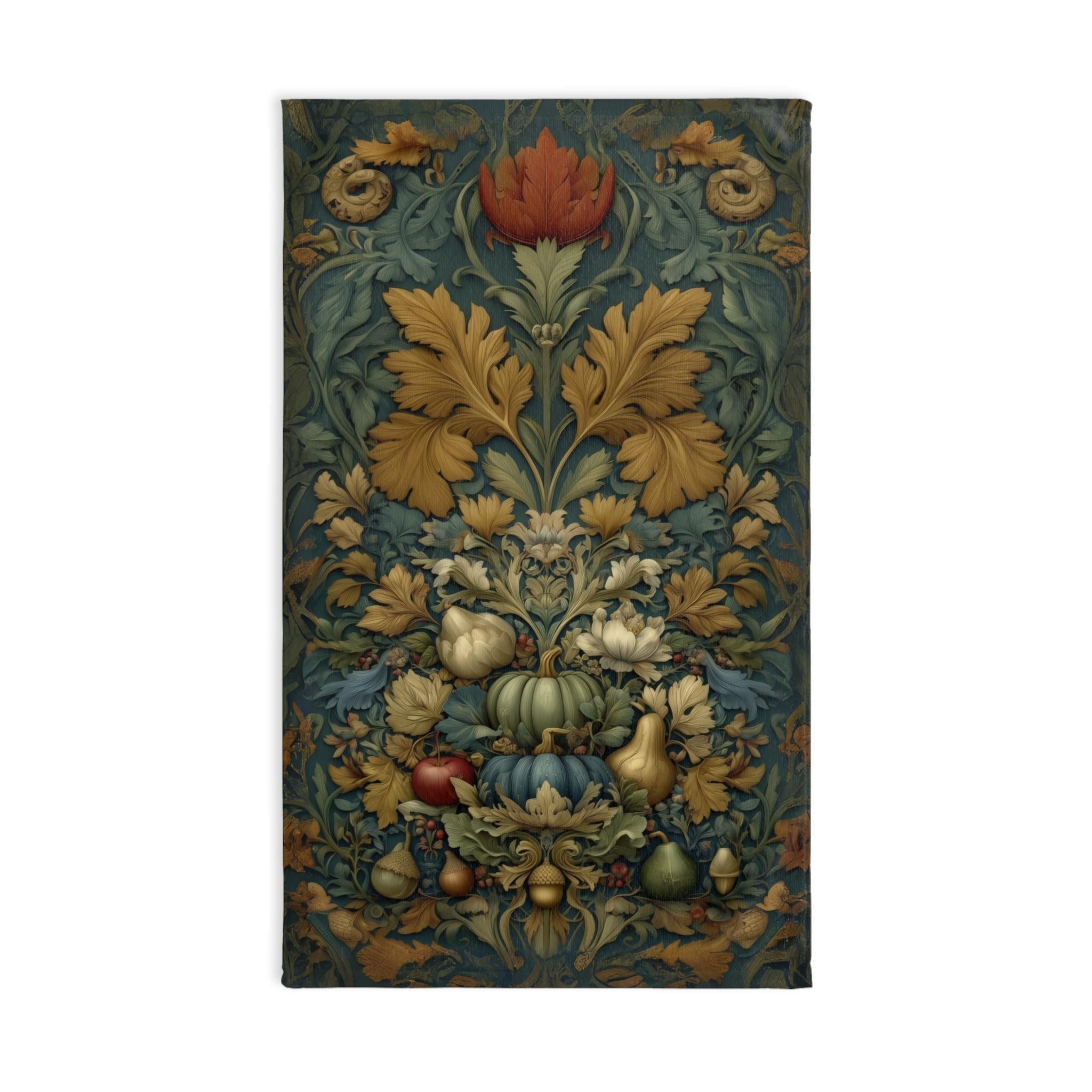 William Morris Inspired Hand Towel: Botanical Autumn Harvest for Cozy Fall Home Decor