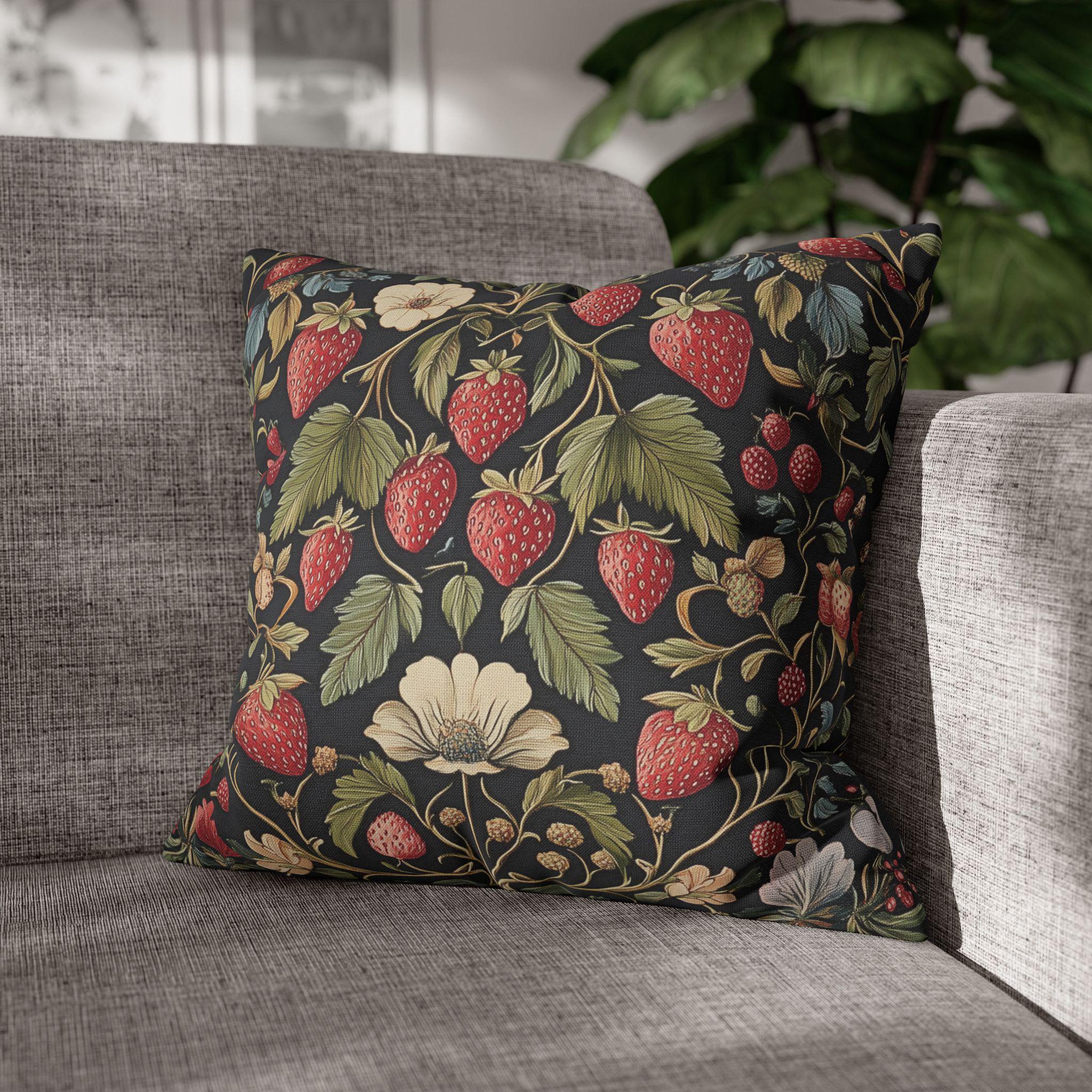 William Morris Inspired Strawberry Thief Pillow Cover: Modern Floral Farmhouse Decor Pillowcase