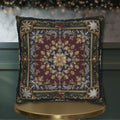 Baroque Christmas Pillow Cover: Burgundy Gold Navy Ornate Winter Damask, Traditional Holiday Decor