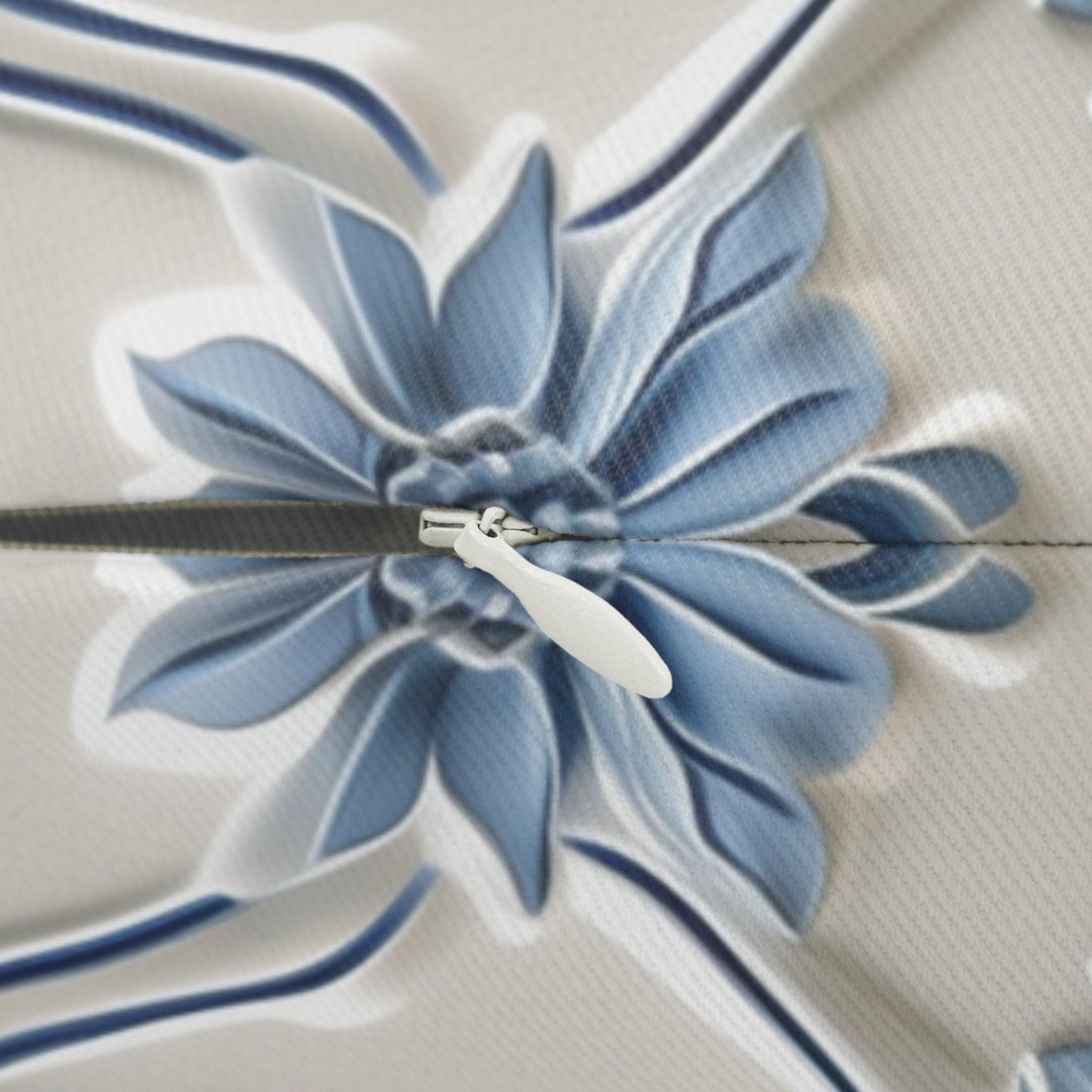 Lumbar Pillow: Elegant Blue Floral Pattern (20x14, Off-White)