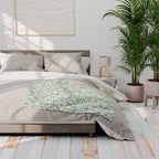 Damask Pattern Pastel Green Fleece Blanket, Vintage Style Throw Blanket for Living Room Bedroom