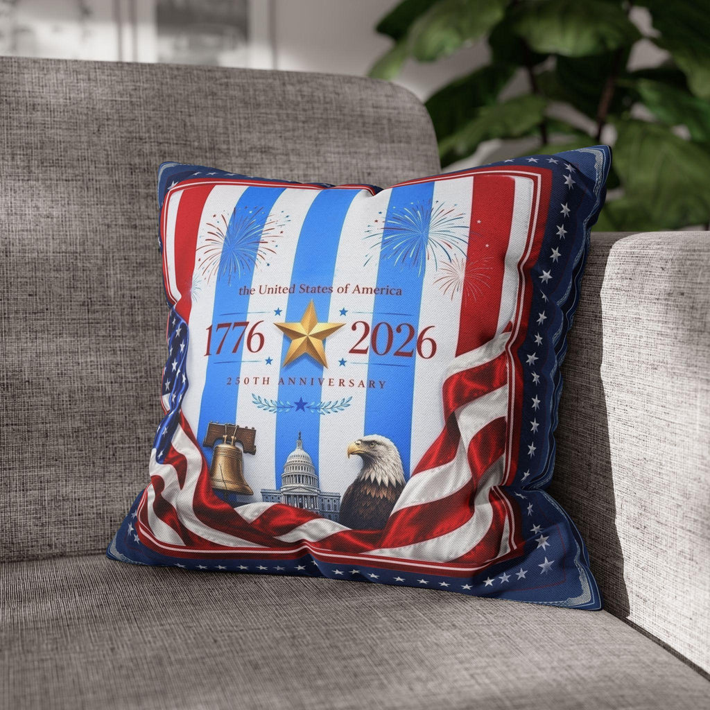 Patriotic Throw Pillow Cover: USA 250th Anniversary, 1776-2026 Limited Edition Decor