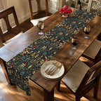Art Nouveau Christmas Table Runner: Ornate Gold Botanical Holiday Dining Decor