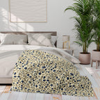 William Morris Fleece Throw: Navy Botanical Arts and Crafts Blanket