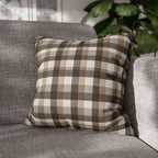 Neutral Brown Gingham Plaid Pillow Cover: Farmhouse Buffalo Check Accent