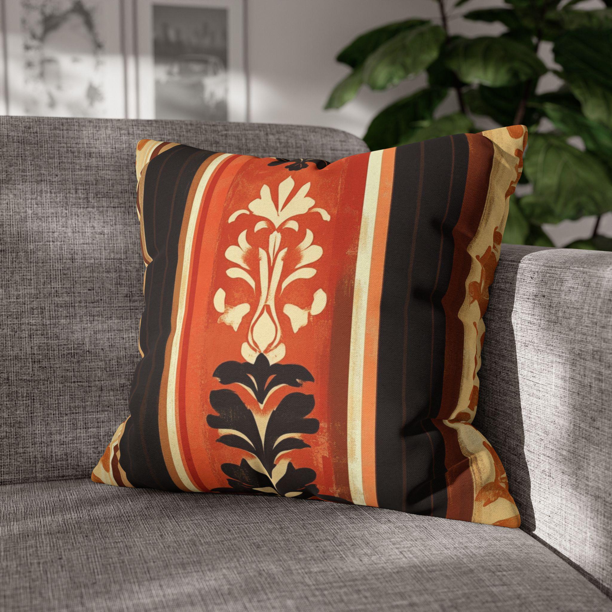Fall Pillow Cover: Pumpkin Spice Damask Design (14x14 to 20x20 inches)