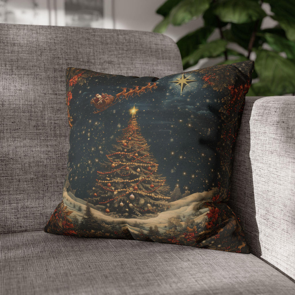 Santa's Sleigh Christmas Pillowcase: Festive Holiday Decor Winter Home Accent