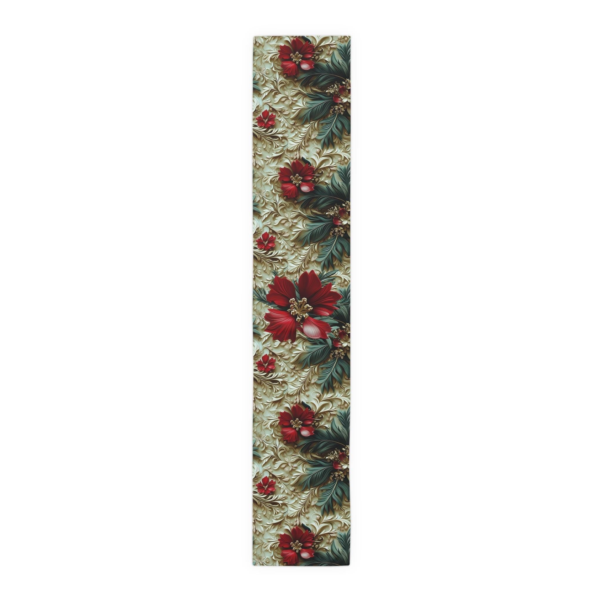 Elegant Poinsettia Table Runner: Festive Christmas Decor for Holiday Dining and Winter Entertaining
