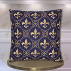 Blue Fleur de Lys Pillow Cover: Royal Gold French Heraldic Pattern