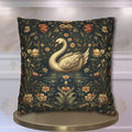 William Morris Inspired Swan Lake Decorative Pillow Cover: Moody Floral Fairytale Cushion Case