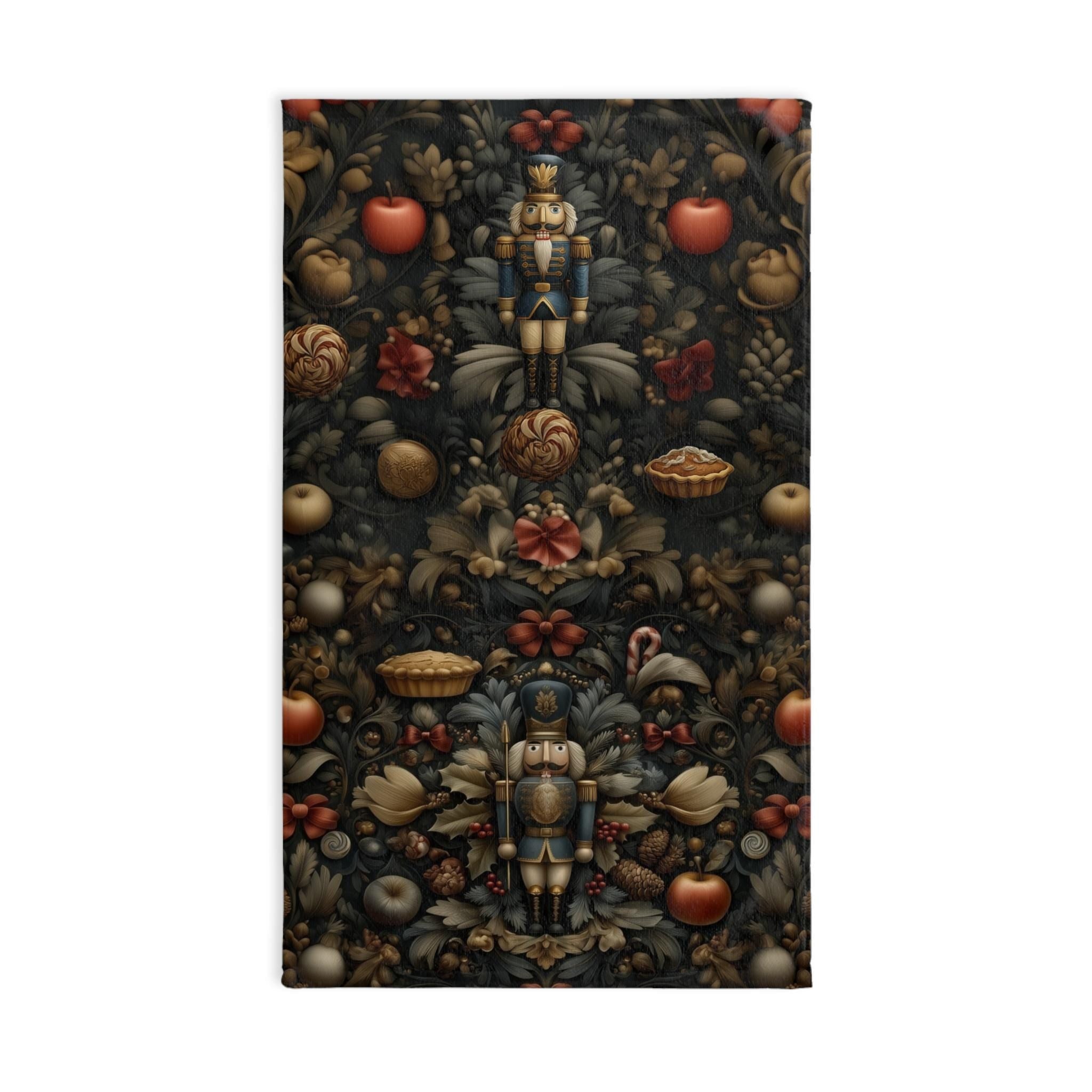 William Morris Nutcracker Christmas Hand Towel: Vintage Style Holiday Tea Towel
