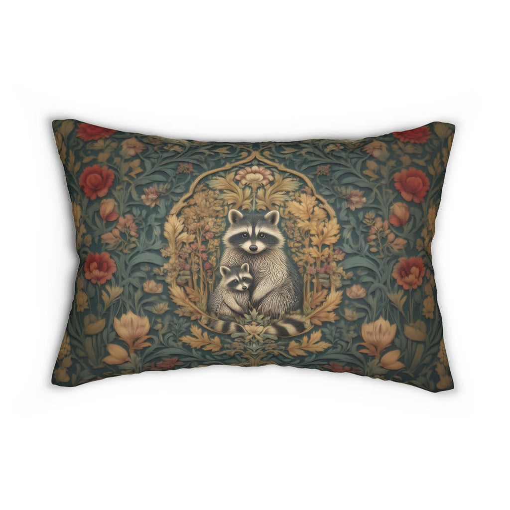 William Morris Raccoon Lumbar Pillowr: Whimsical Woodland Animal Decor