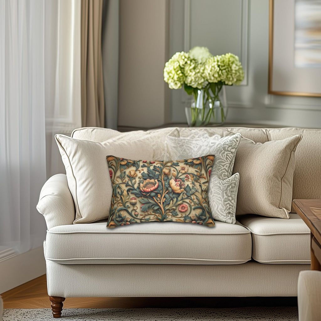 Spring Moody Blooms Lumbar Pillow: William Morris Inspired Home Decor Refresh