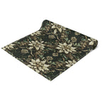 Holiday Poinsettia Table Runner,  Christmas Dining Decor in Red, Green, Gold & Creamy Beige