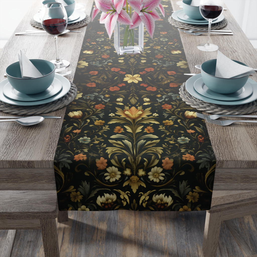 William Morris inspired Table Runner: Vintage Style Moody Blooms