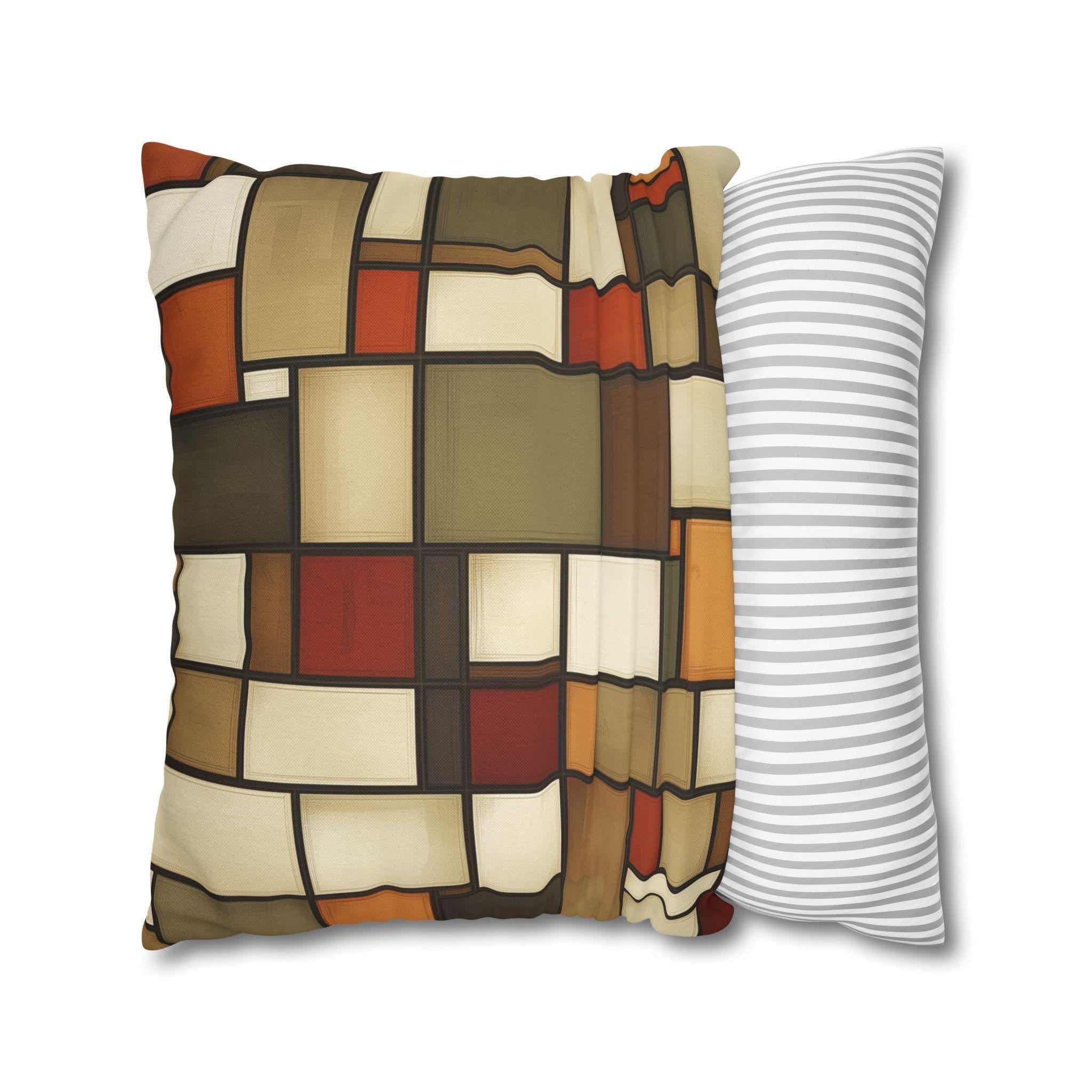 Geometric Stained Glass Inspired Pillowcase: Modern Abstract Art Cushion Cover for Cozy Home Decor