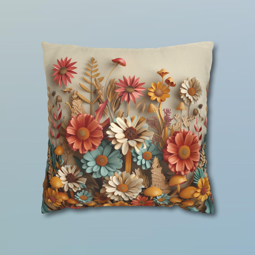 Floral Botanical Garden Pillow Cover: Warm Tone Accent Cushion
