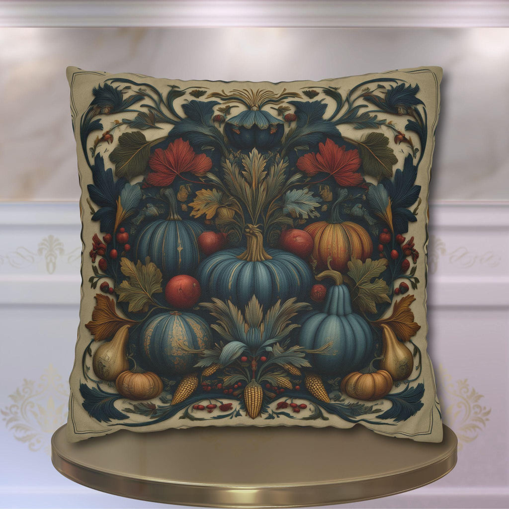 William Morris Autumn Pillow Cover: Slate Blue Cranberry Tapestry