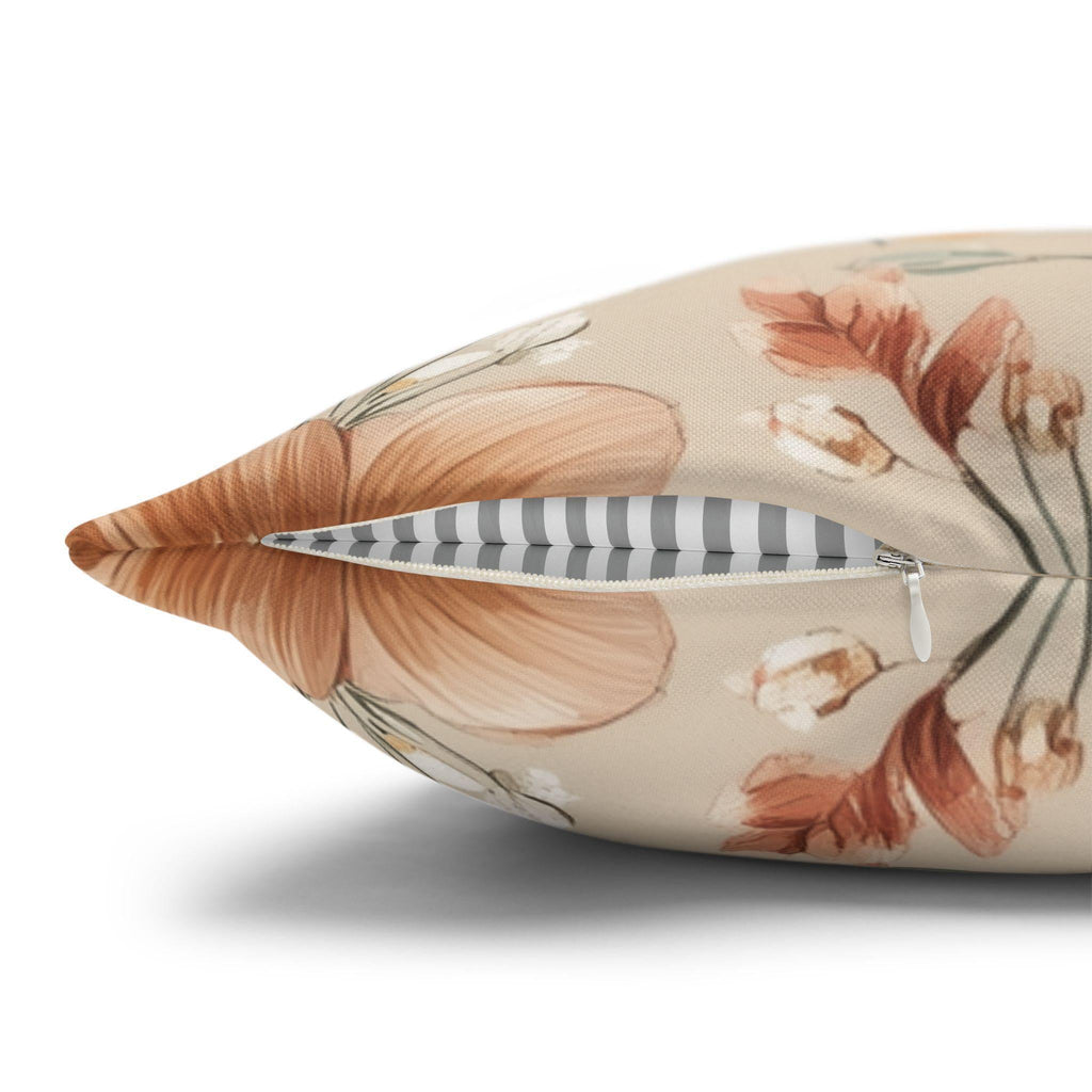 Botanical Pillow Cover: Apricot, Honey, Sage on Warm Neutral Background