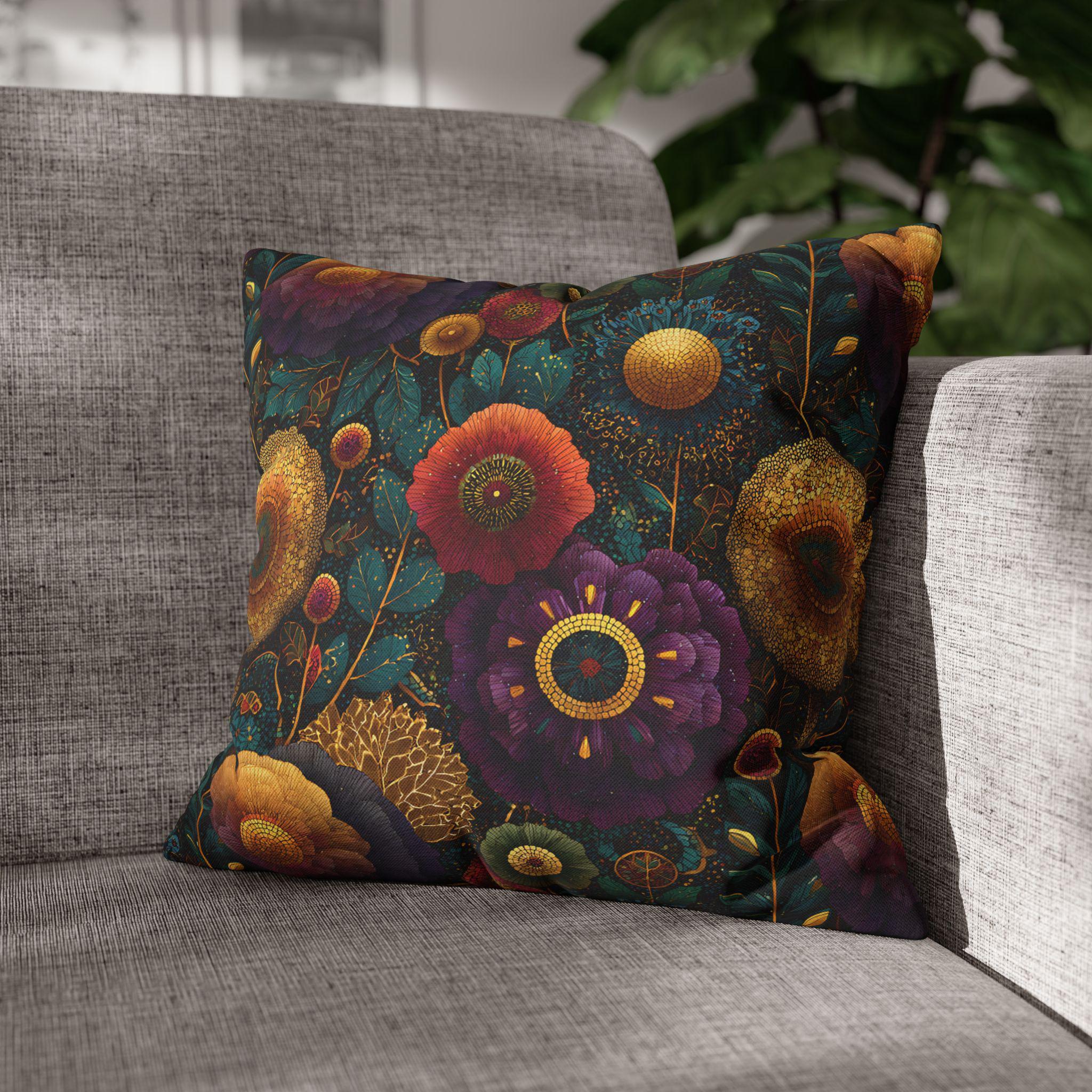 Klimt Botanical Pillow Cover: Jewel Tone Art Nouveau Home Decor