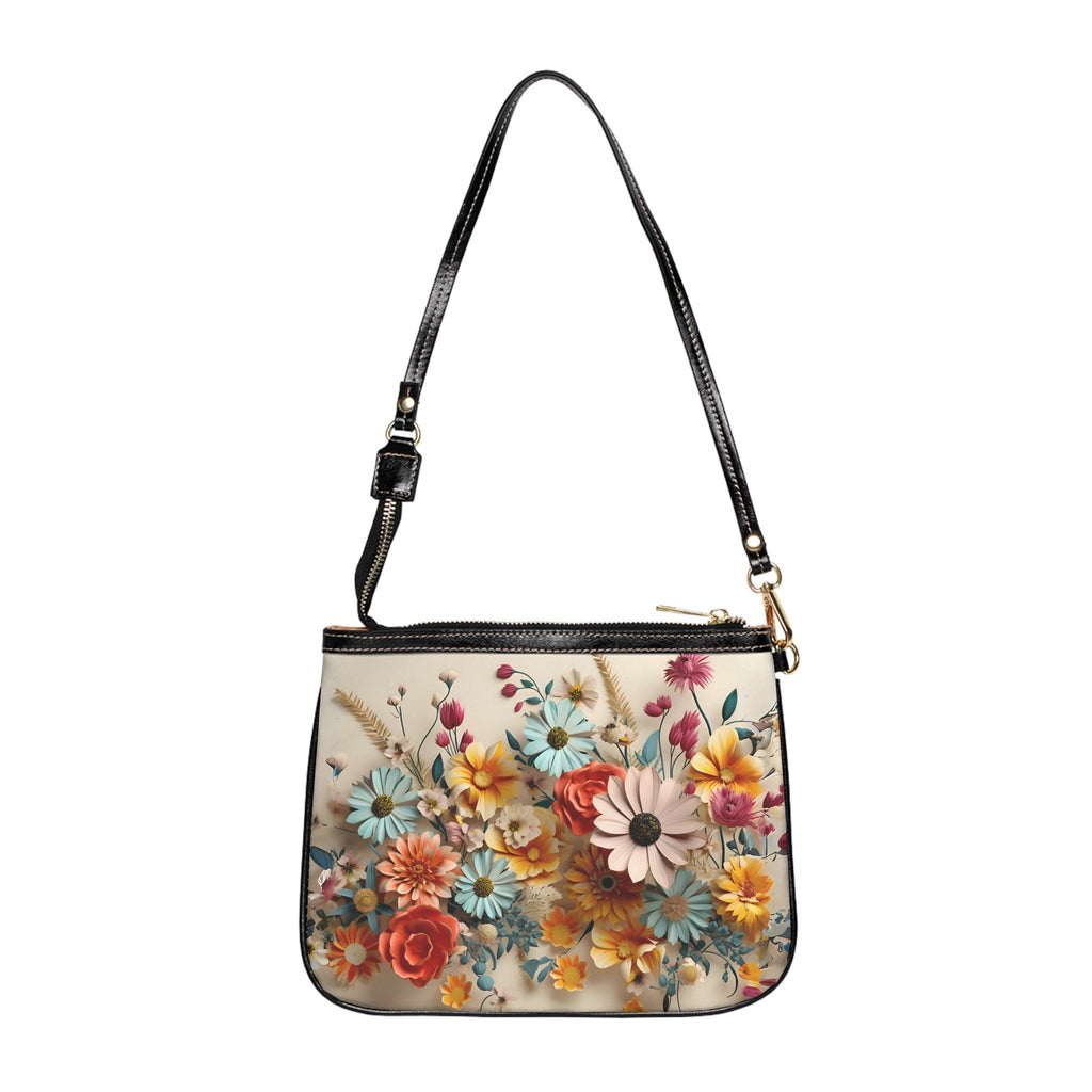 Floral Meadow Faux Leather Shoulder Bag: Vibrant Multi-Color Design