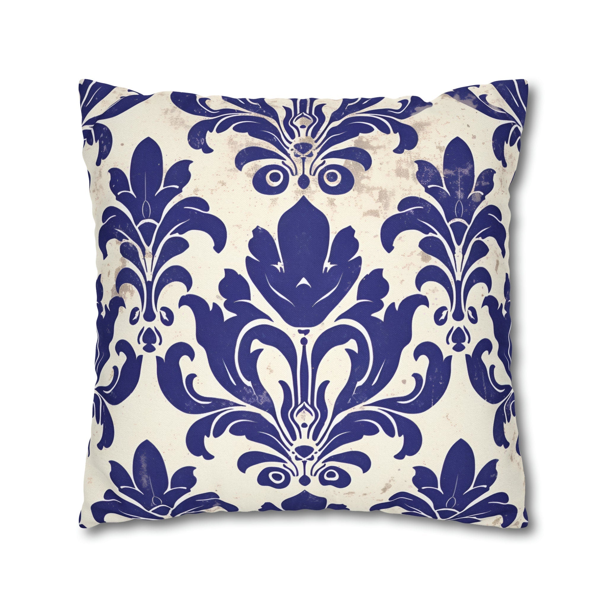 Art Nouveau Pillow Cover: Deep Blue Floral Design Statement Piece