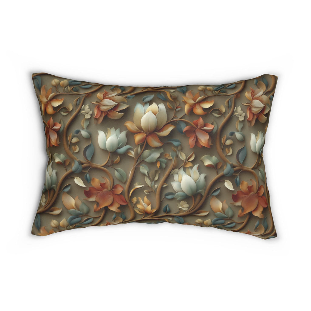 Vintage-Inspired Autumn Floral Lumbar Pillow: William Morris Style Tapestry Home Accent