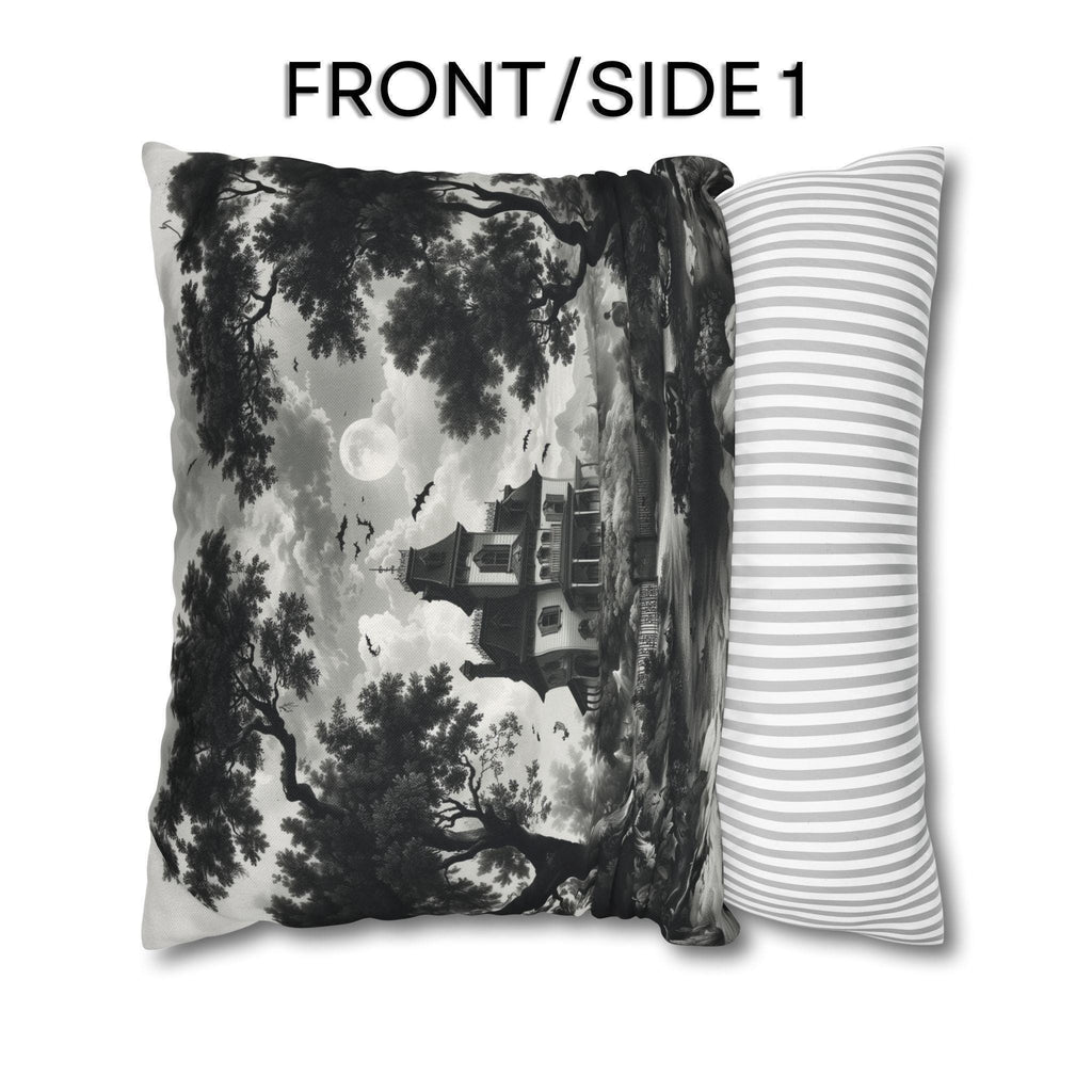 Halloween Toile Pillow Cover: Black and Cream Quietly Spooky Decor