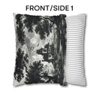 Halloween Toile Pillow Cover: Black and Cream Quietly Spooky Decor