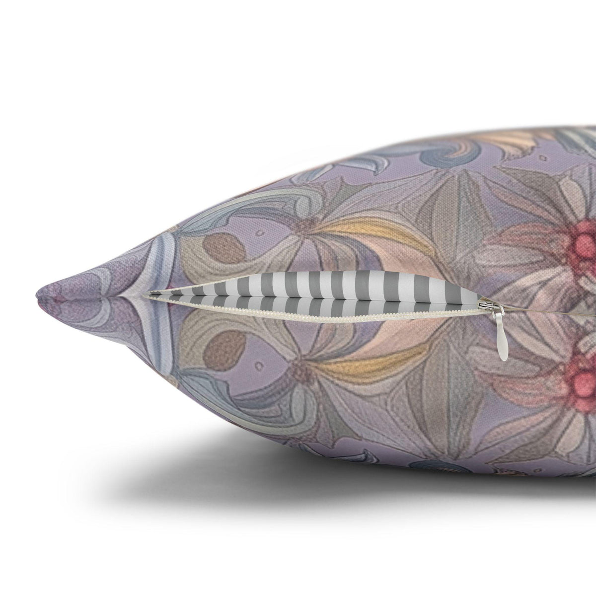 William Morris Christmas Pillow Cover: Frosted Pastel Tree, Lilac and Pink Botanical Holiday