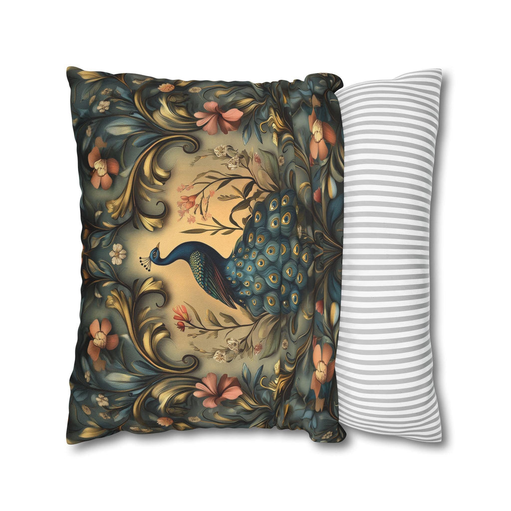 Peacock Pillow Cover: William Morris Floral Tapestry Design