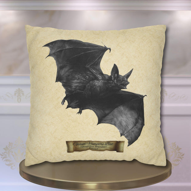 Vampire Bat Pillow Cover: Vintage Style Natural History Halloween Decor