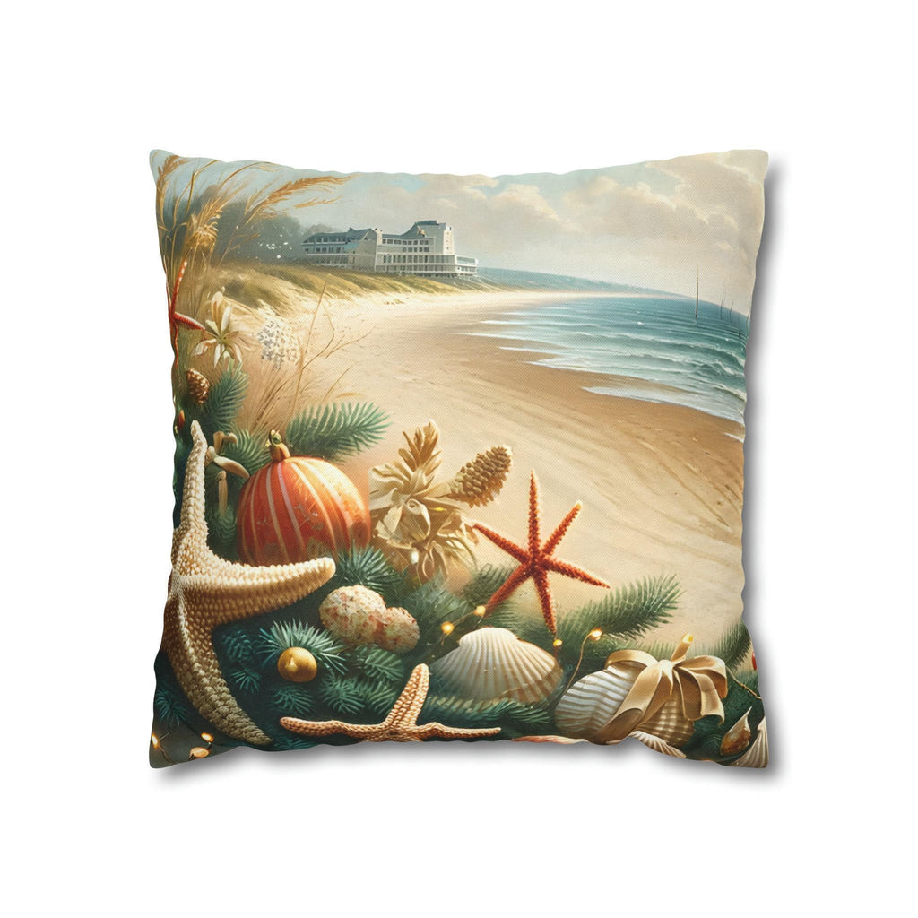 Coastal Christmas Pillow Cover, Starfish & Seashells (Multiple Sizes)