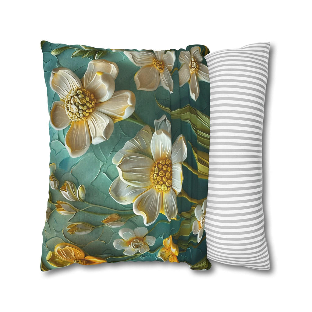 Teal Floral Pillow Cover: Clementine Botanical Garden Accent Cushion