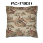 French Toile Pheasant Pillow Cover: Vintage Style Country Bird Scene