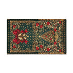 William Morris Christmas Hand Towel: Vintage Style Emerald Green Poinsettia, Golden Snowflake