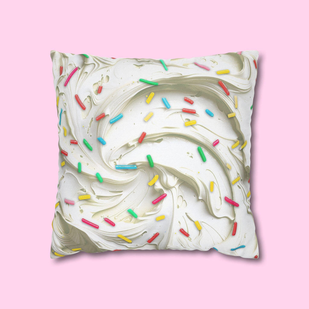 Square Throw Pillow Cover: Simulated Frosting with Rainbow Sprinkles - Sweet Home Decor