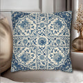 Toile Pillow Cover: Blue and Cream Botanical Farmhouse Decor