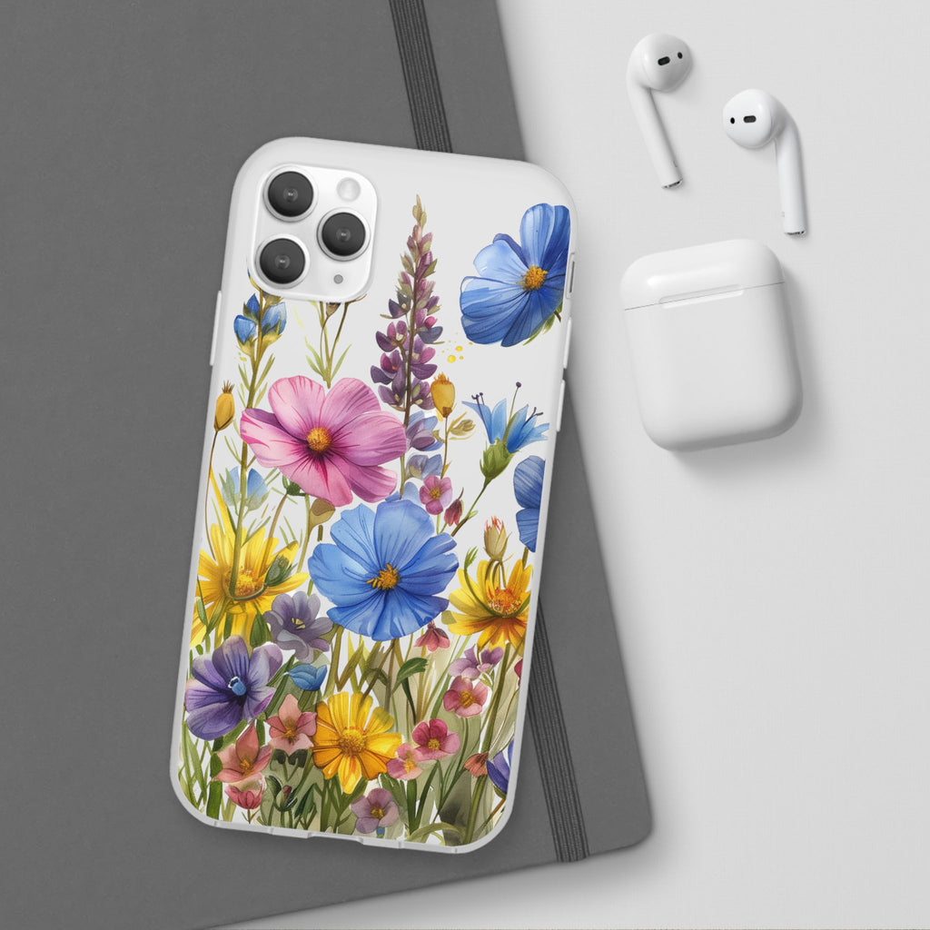 Floral Phone Case: Slim Matte TPU Cover, Wildflower Garden