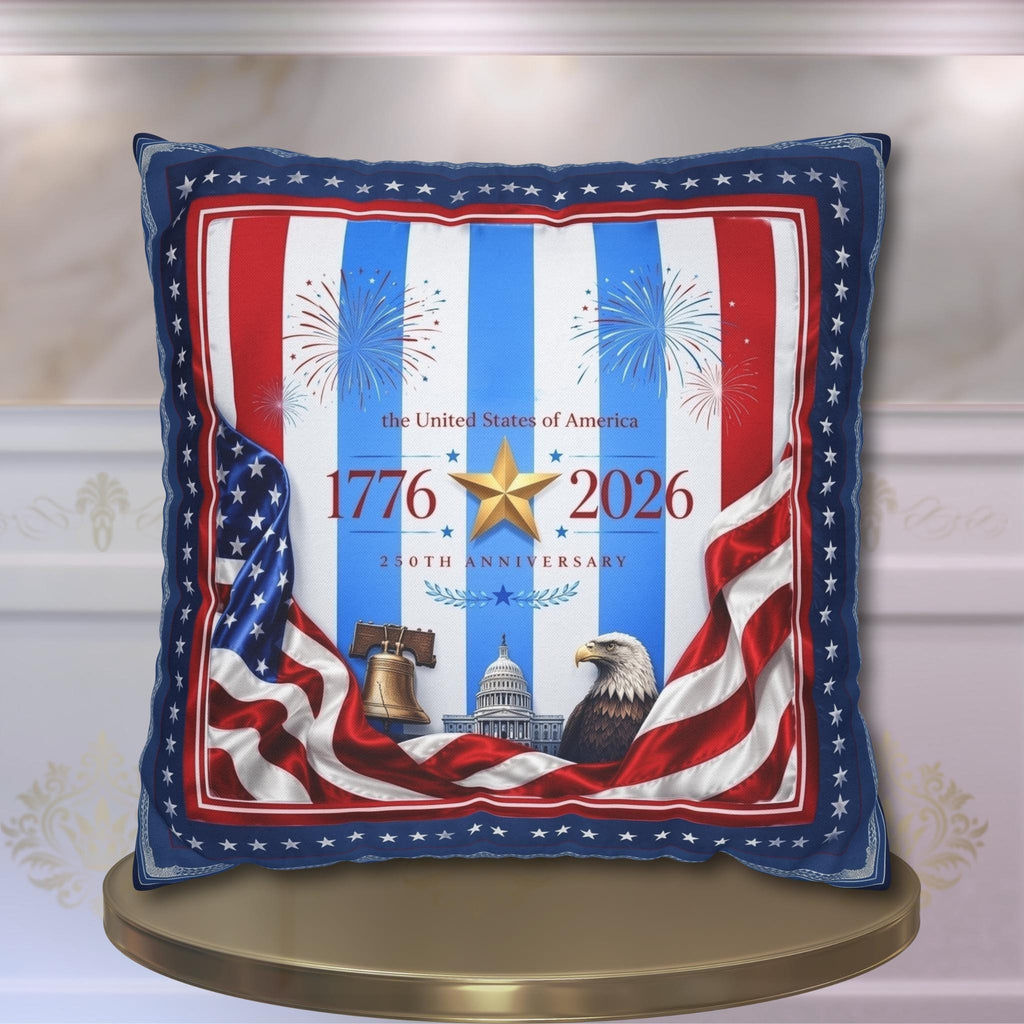 Patriotic Throw Pillow Cover: USA 250th Anniversary, 1776-2026 Limited Edition Decor