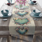 Romantic Floral Heart Table Runner: Elegant Wedding Decor & Dining Accessory for Special Occasions