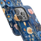 Blue Wildflower MagSafe iPhone Case: Dreamy Floral Design 14 15 16 Pro Plus Max