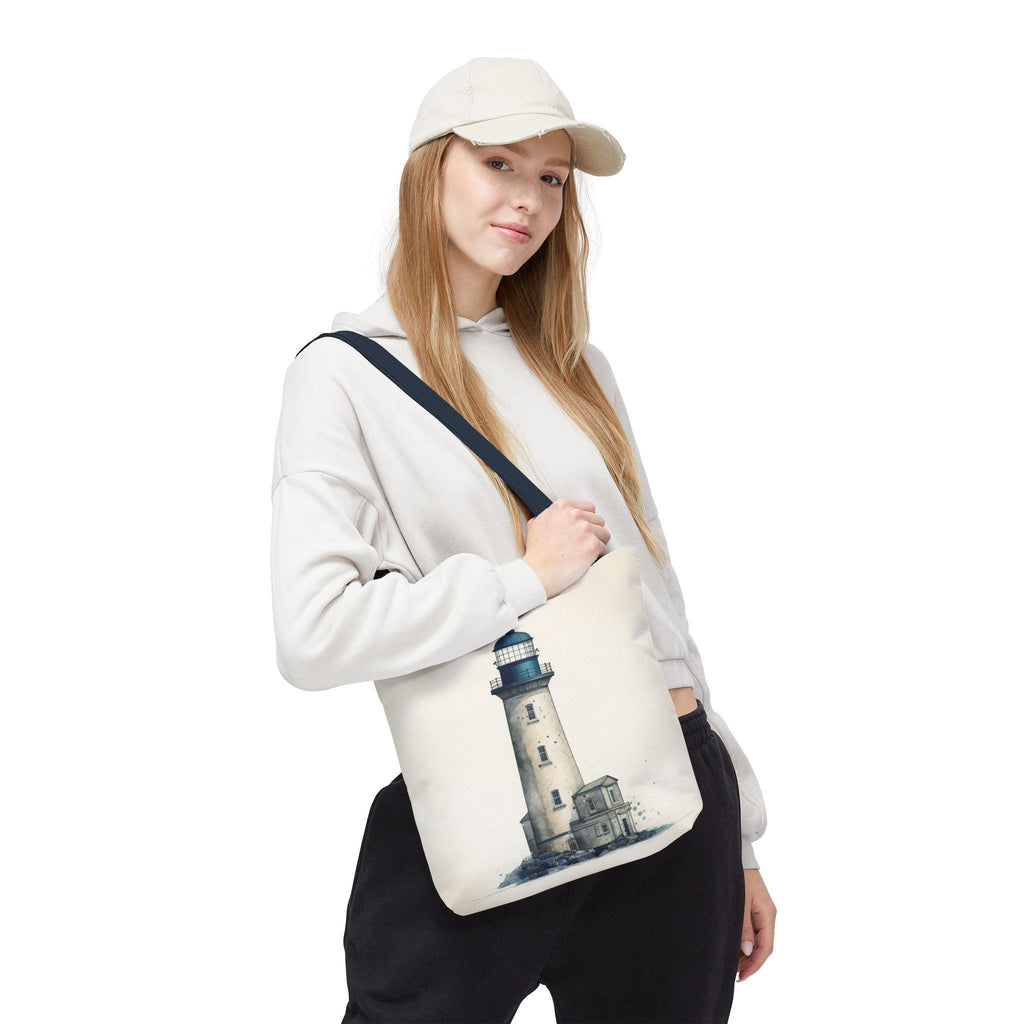 Coastal Lighthouse Tote: Durable Canvas Beach Bag in Blue - Nautical Carryall (S/M/L Available)