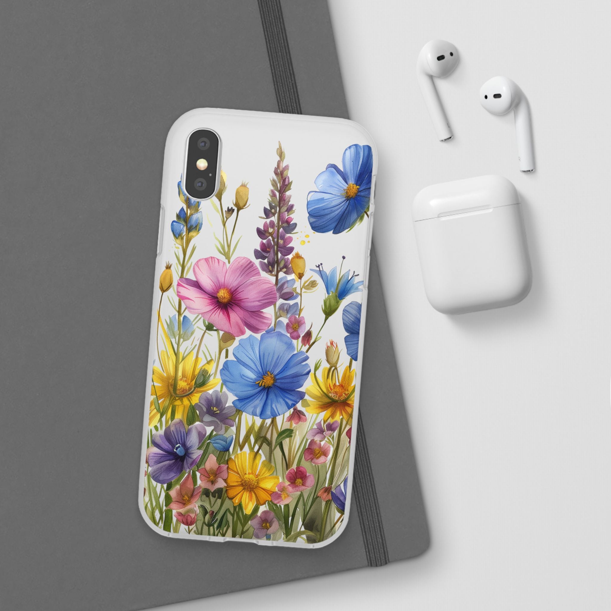 Floral Phone Case: Slim Matte TPU Cover, Wildflower Garden