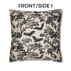 Chinoiserie Five Bats Pillow Cover: Black and Cream Halloween Floral