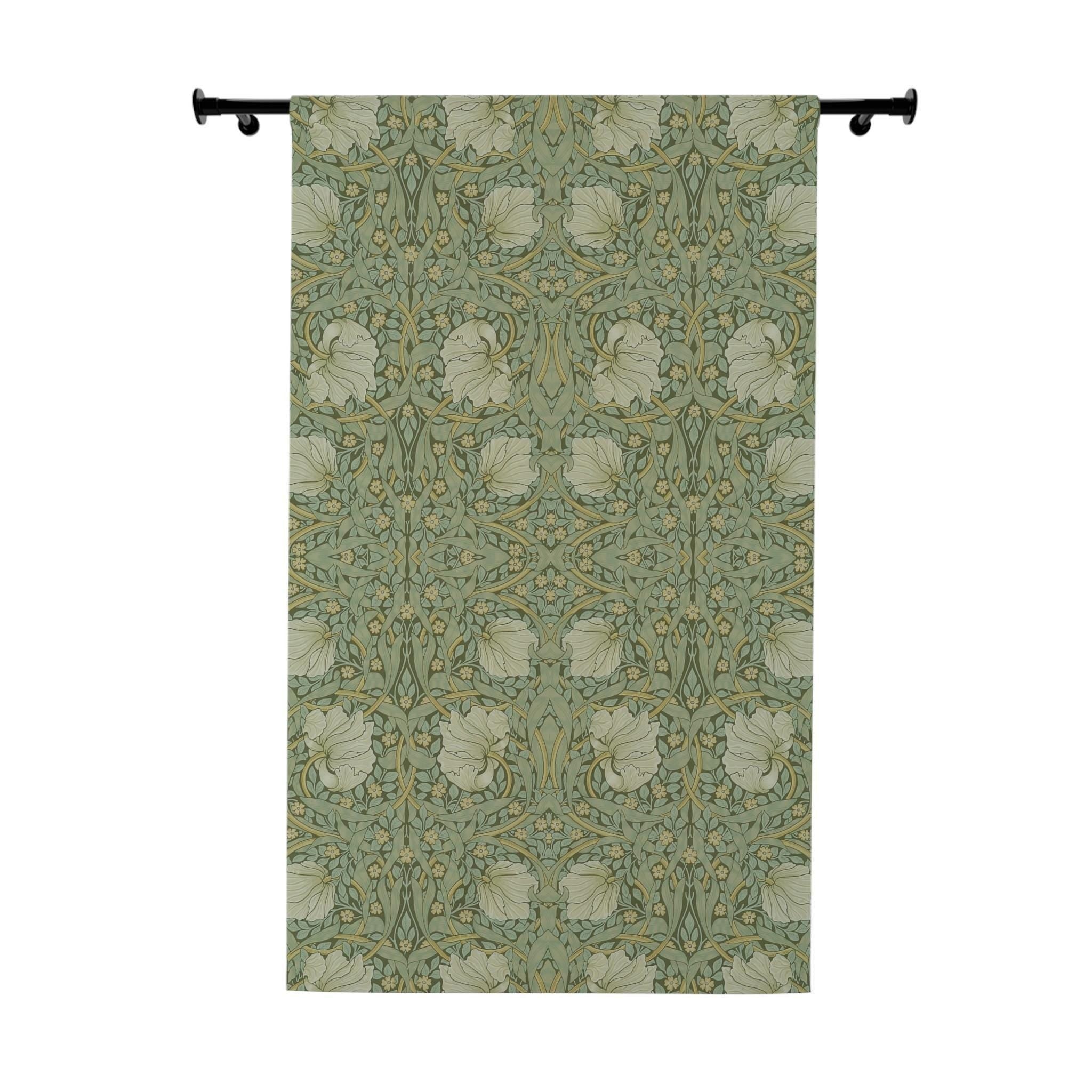 Blackout Curtain Panel: William Morris Pimpernel - Sage Green, Vintage Style