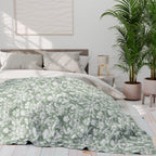 Damask Pattern Pastel Green Fleece Blanket, Vintage Style Throw Blanket for Living Room Bedroom
